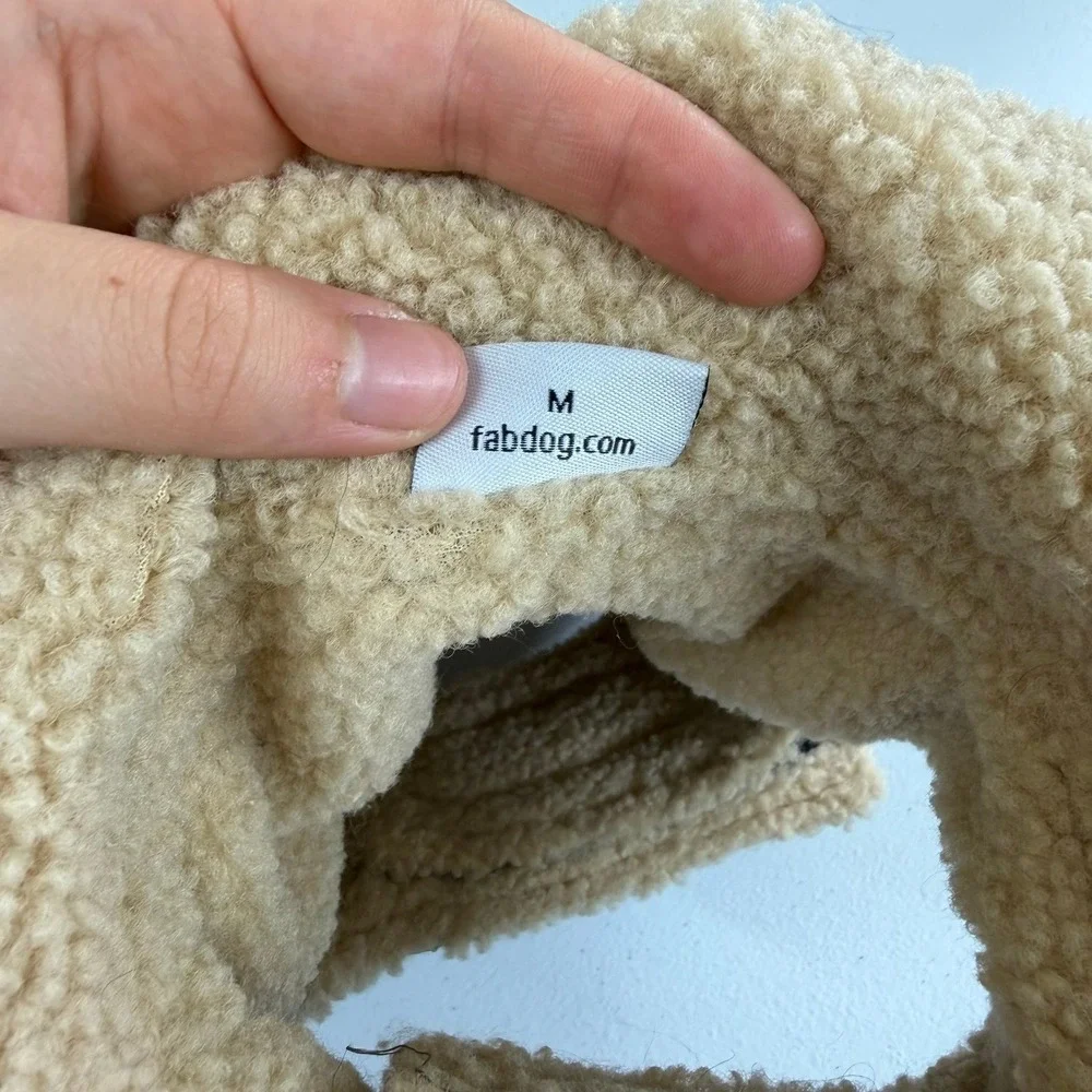 FabDog green Sherpa lined quilted Velcro dog‎ jacket coat winter fashion medium